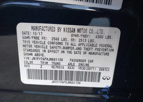 2018 Infiniti Q50 3.0T Red Sport 400 from USA, damaged, VIN JN1FV7APXJM461106